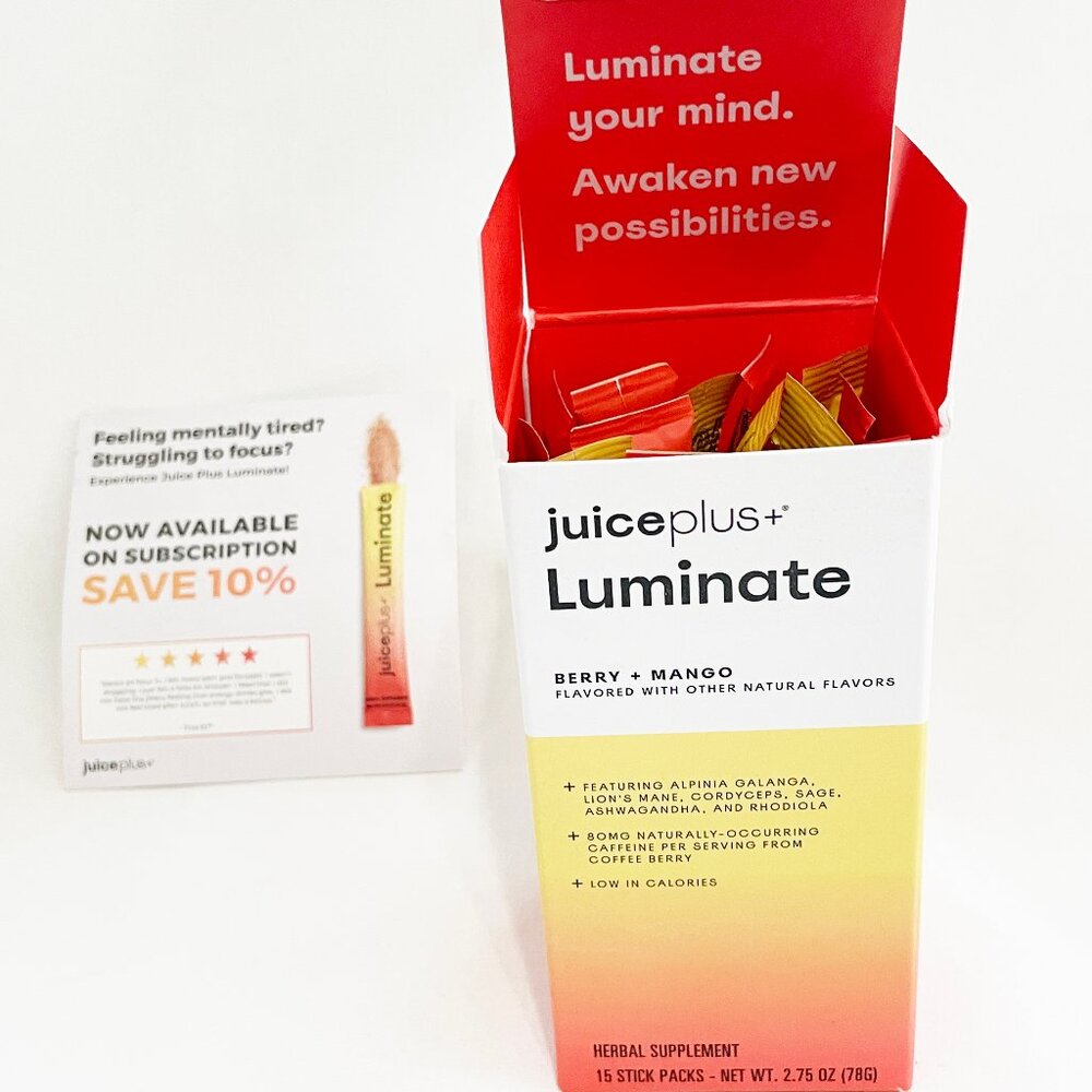 SOLD Juice+ Plus Luminate Berry + Mango Powder 15 Stick Packets 2.75oz Exp 12/25
